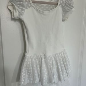 Girls White Leotard with attached tutu, Sz 4-6
